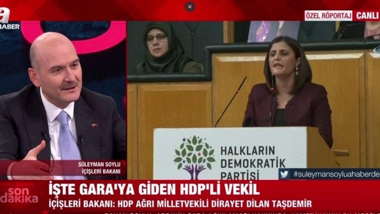 Soylu: "Gara'ya giden HDP'li vekil Dilan Dirayet Taşdemir”