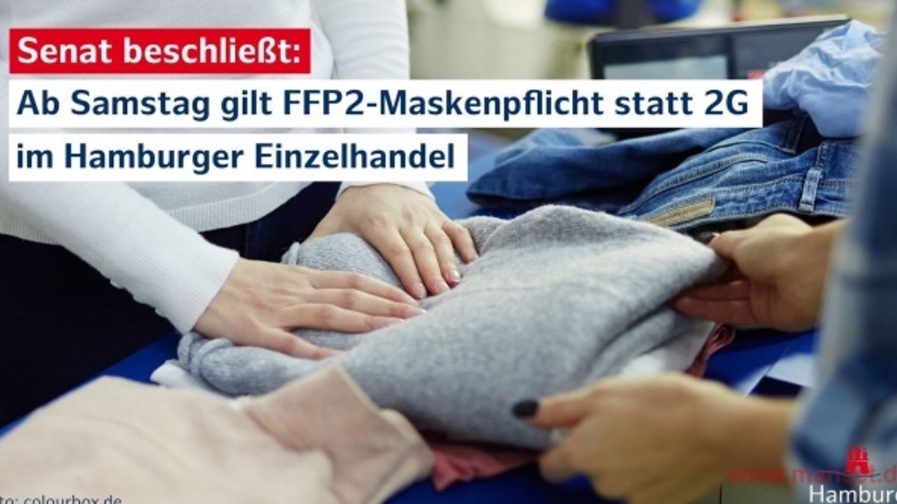 Hamburg'da perakende satışlarda 2G kısıtlaması yerine FFP2 maskesi