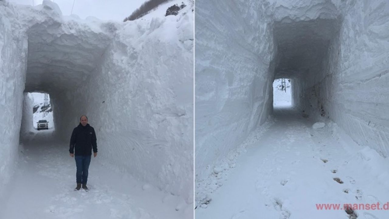 Ağrı'da yolu kapanan köye, kardan tünelle ulaşım sağlanıyor