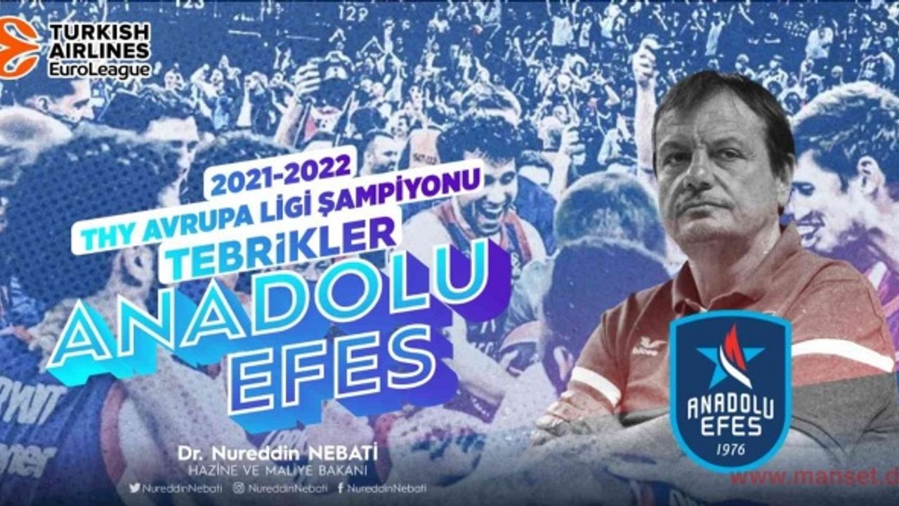 Siyasilerden Avrupa Şampiyonu olan Anadolu Efes’e tebrik mesajı