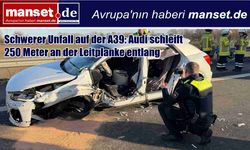 A39 Otoyolunda Ağır Kaza: Audi Bariyerlere 250 Metre Sürtündü