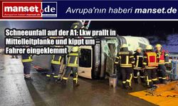 A1’de Kar Kazası: Tır Orta Refüje Çarpıp Yan Yattı, Sürücü Araçta Sıkıştı