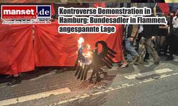 Hamburg’da tartışmalı gösteri: Federal kartal yakıldı, gerilim yükseldi