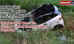 Groß Moor’da 17 yaşındaki genç kaza yaptı: Araç ağaca çarpıp hendeğe savruldu