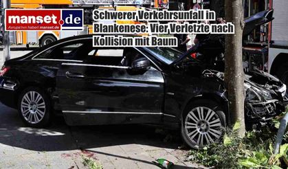 Blankenese’de Ağaca Çarpan Otomobil Kazaya Neden Oldu: Dört Kişi Yaralandı
