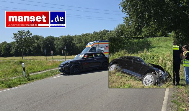 Acemi sürücü kazaya neden oldu: Araç hendeğe yuvarlandı