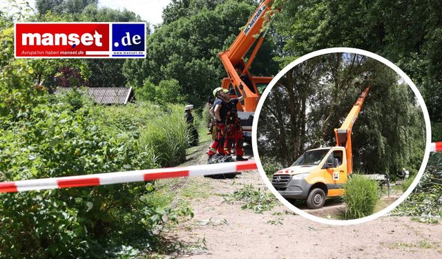 Harburg'da 12 Metrelik Yükseklikte Kurtarma Operasyonu: Kiraz Toplayıcıya Büyük Dal Düştü
