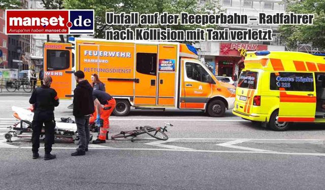 Reeperbahn’da Taksi ile Bisikletli Çarpıştı – Trafik Kısa Süreliğine Durdu