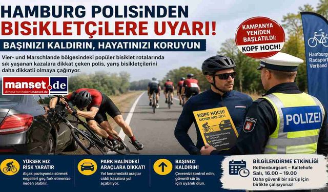 Hamburg Polisinden Yarış Bisikletçilerine Uyarı: "Başınızı Kaldırın, Hayatınızı Koruyun"
