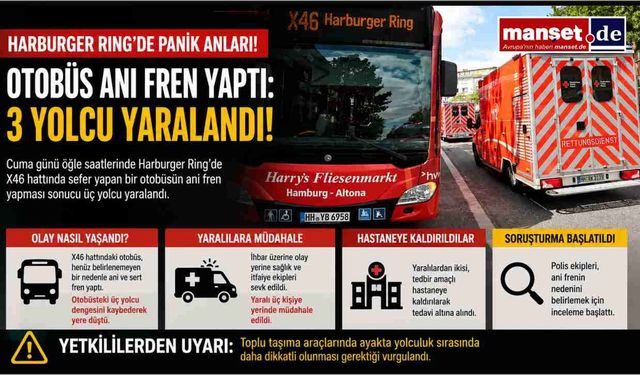 Harburger Ring'de Otobüste Panik: Ani Fren Sonucu 3 Yolcu Yaralandı