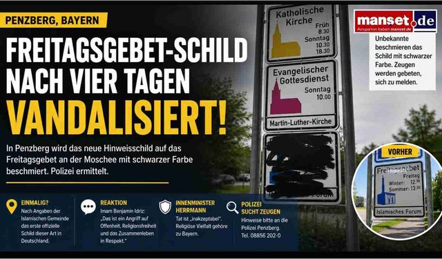 Vandalismus gegen neues Freitagsgebet-Schild in Penzberg – Angriff sorgt bundesweit für Diskussionen