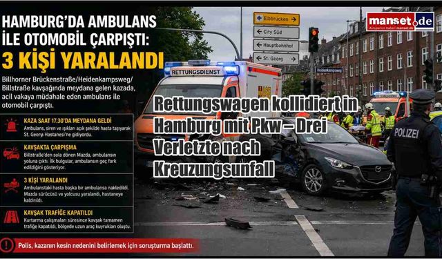 Hamburg'da Ambulans ile Otomobil Çarpıştı: Üç Kişi Yaralandı