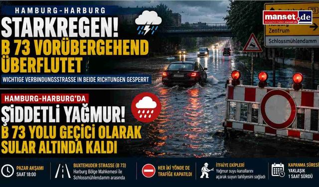Starkregen legt B 73 in Hamburg-Harburg lahm – Straße zeitweise überflutet