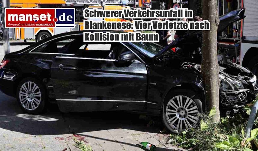 Blankenese’de Ağaca Çarpan Otomobil Kazaya Neden Oldu: Dört Kişi Yaralandı