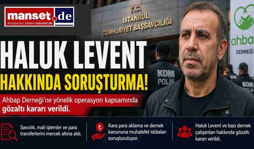 Haluk Levent ve Ahbap Derneği Hakkındaki Soruşturma Gündemde: Savcılıktan Gözaltı Kararı