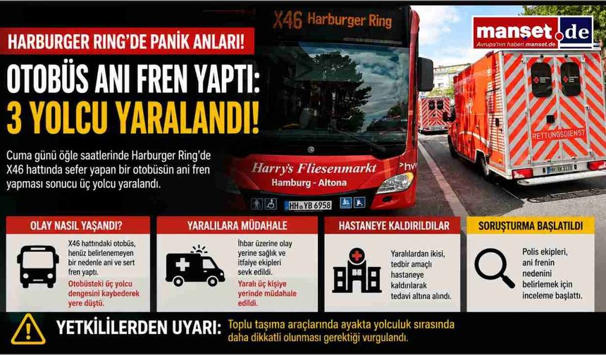 Harburger Ring'de Otobüste Panik: Ani Fren Sonucu 3 Yolcu Yaralandı