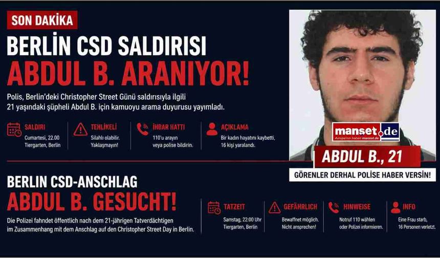 Berlin CSD Saldırısında Şüpheli İçin Arama Kararı: Polis Abdul B.’yi Arıyor