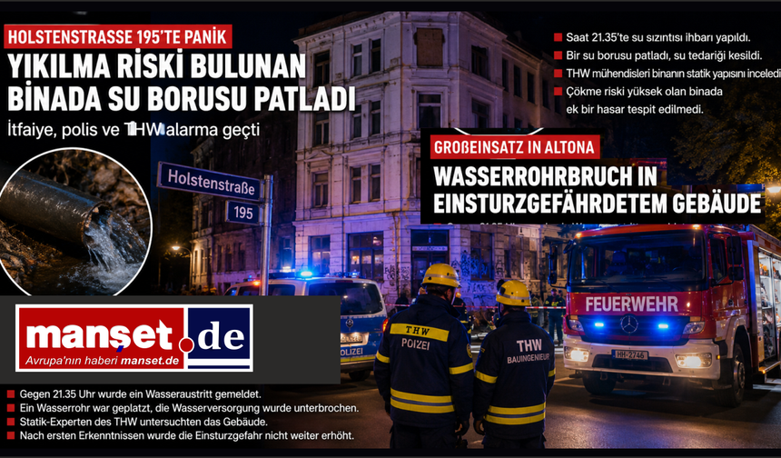 Hamburg'da Yıkılma Riski Taşıyan Binada Su Borusu Paniği