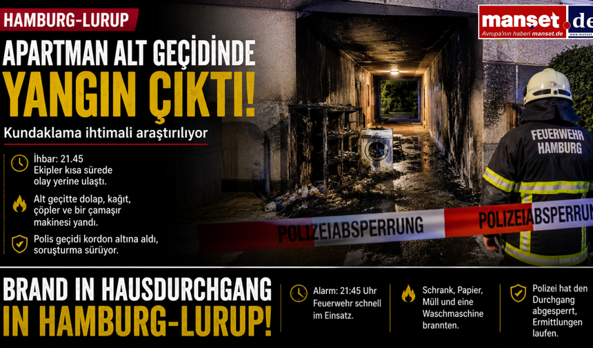 Hamburg-Lurup’ta Apartman Alt Geçidinde Yangın: Kundaklama Şüphesi
