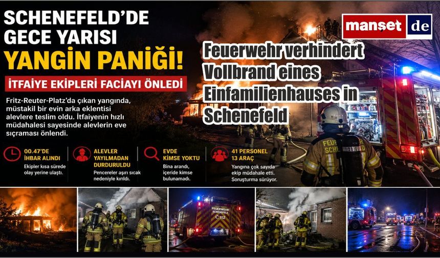 Schenefeld'de Gece Yarısı Yangını: İtfaiyenin Hızlı Müdahalesi Faciayı Önledi