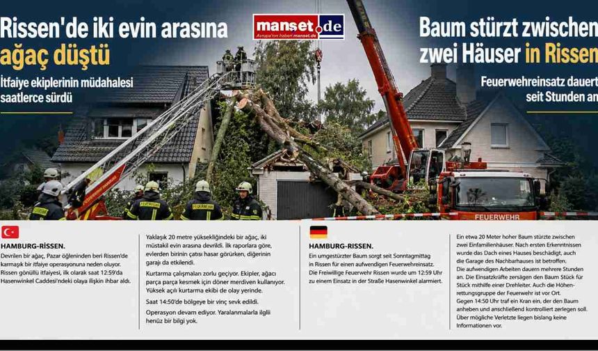 Rissen'de Devrilen Ağaç İki Evi Vurdu: Saatler Süren Kurtarma Operasyonu