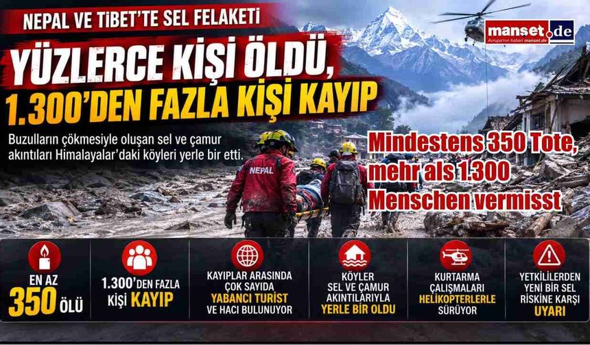 Nepal ve Tibet’te Sel Felaketi: En Az 350 Ölü, 1.300’den Fazla Kayıp