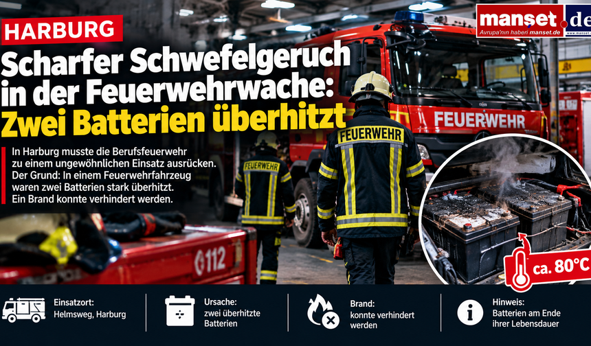 Harburg’da İtfaiye İstasyonunda Kükürt Kokusu Alarmı: İki Akü Aşırı Isındı