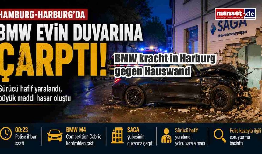 Hamburg-Harburg'da Lüks Otomobil Binaya Çarptı: BMW M4 Büyük Hasara Yol Açtı