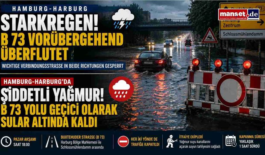 Starkregen legt B 73 in Hamburg-Harburg lahm – Straße zeitweise überflutet