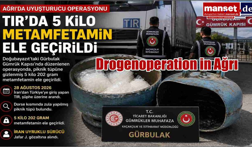 TIR’da 5 Kilo 202 Gram Metamfetamin Ele Geçirildi