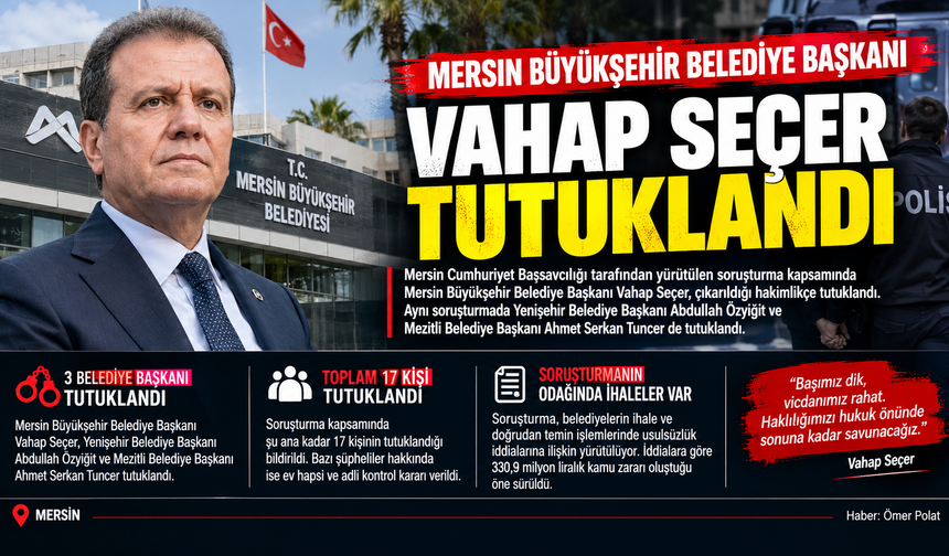 Mersin Büyükşehir Belediye Başkanı Vahap Seçer tutuklandı